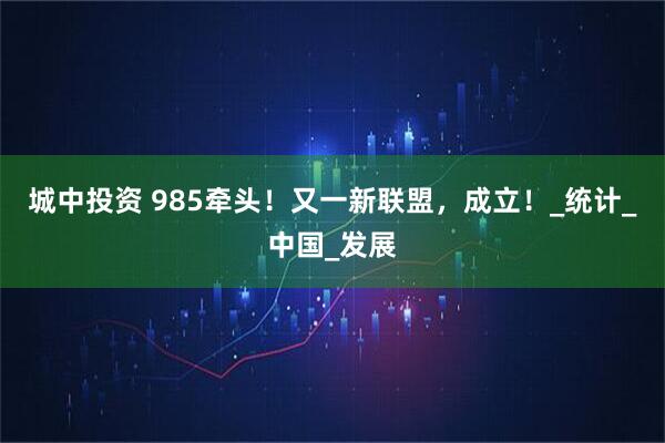城中投资 985牵头！又一新联盟，成立！_统计_中国_发展